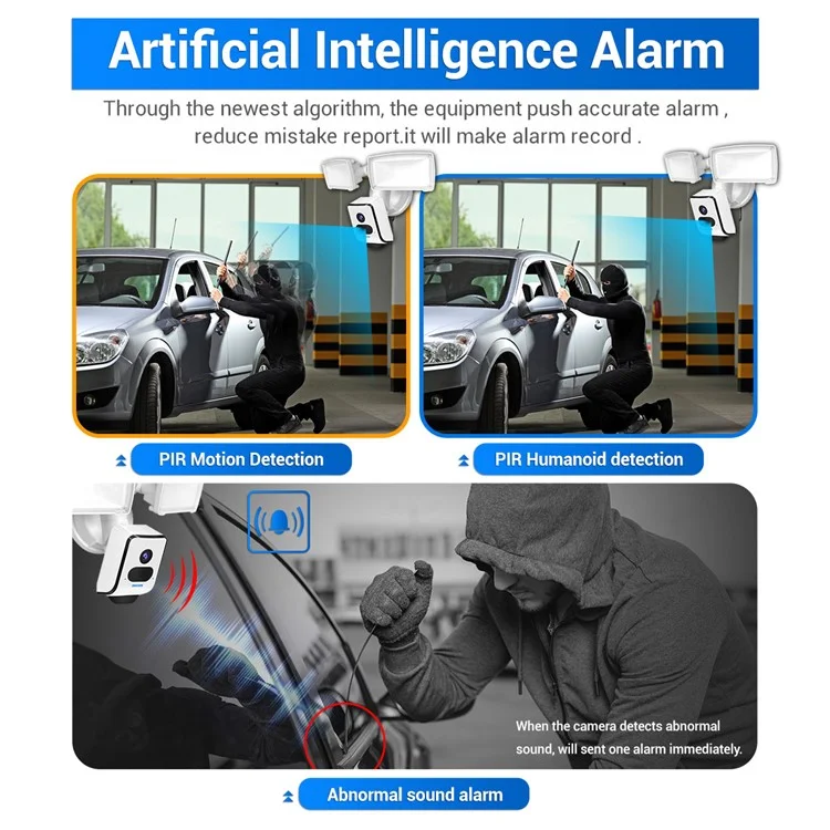 ESCAM QF612 3.0MP Telecamera WiFi Waterproof Motion Detection Vision Vision Security Floodlight Camera - Plug