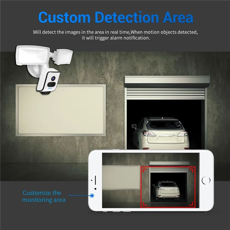 ESCAM QF612 3.0MP Telecamera WiFi Waterproof Motion Detection Vision Vision Security Floodlight Camera - Plug