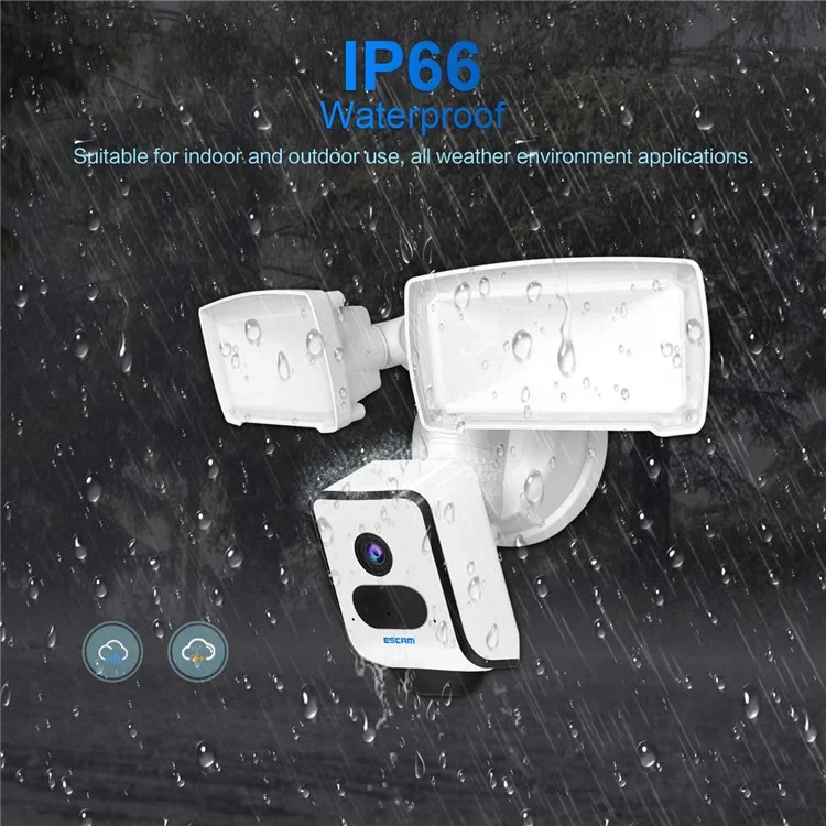 ESCAM QF612 3.0MP Telecamera WiFi Waterproof Motion Detection Vision Vision Security Floodlight Camera - Plug