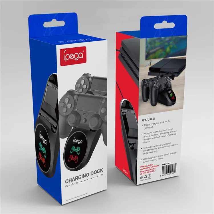 IPEGA PG-9180 Dual Charging Station Game Controller Charging Dock with LED Indicator for PS4 Controller