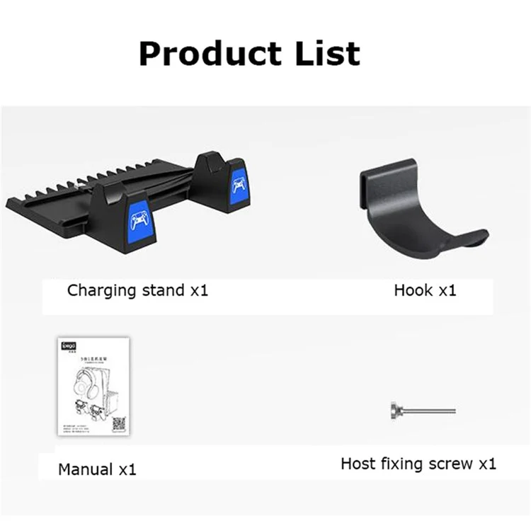 IPEGA PG-5009 Multifunktional Vertikaler Ladedock-dock-spielcontroller Ladestand Speicherhalter Mit Headset Hook Game Disc Container Für PS5