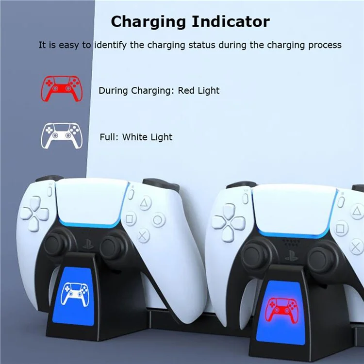 IPEGA PG-5009 Multifunctional Vertical Charging Dock Game Controller Charging Stand Storage Holder with Headset Hook Game Disc Container for PS5