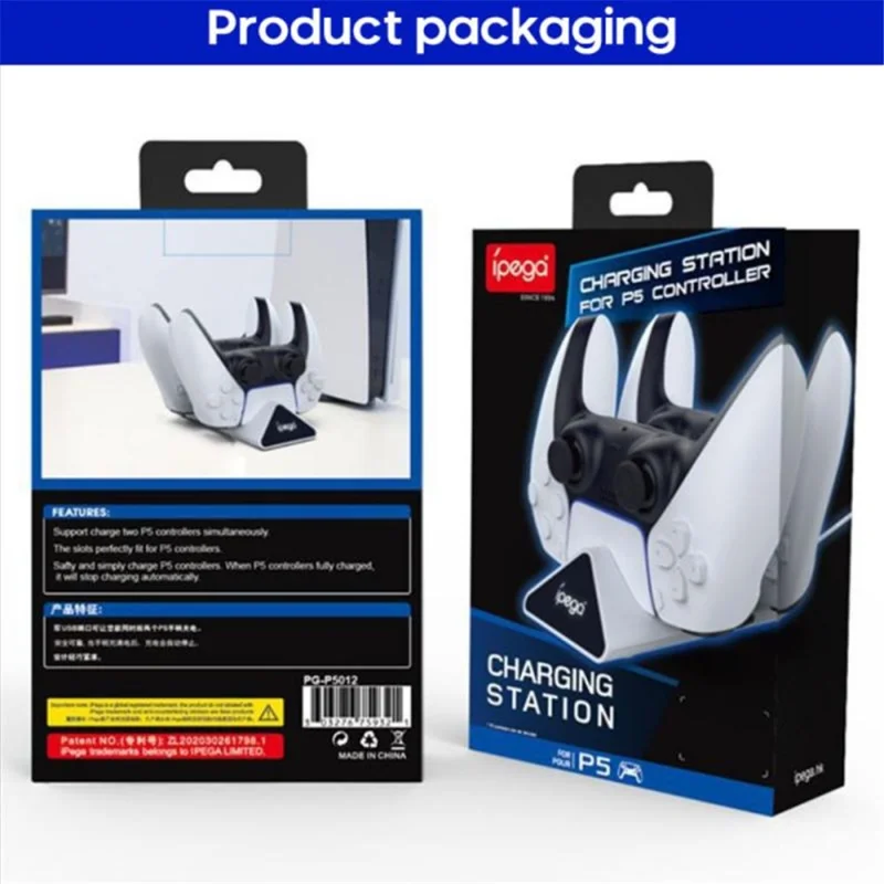 IPEGA PG-5012 Game Controller Charging Dock Type-C Dual Fast Charging Station Stand with LED Indicator for PS5 Controller