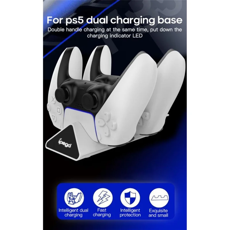 IPEGA PG-5012 Game Controller Charging Dock Type-C Dual Fast Charging Station Stand with LED Indicator for PS5 Controller