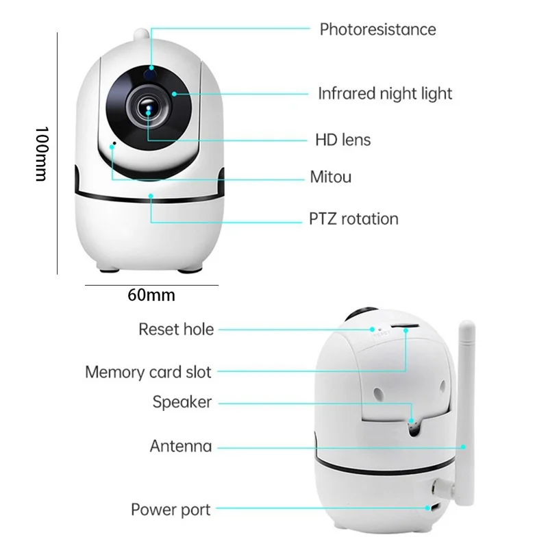 D303 2.0MP WiFi Two-way Voice Motion Detection Camera IR LED Night Vision Security Camera - UK Plug