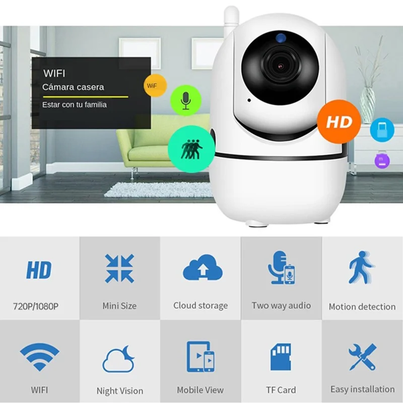 D303 2.0MP WiFi Two-way Voice Motion Detection Camera IR LED Night Vision Security Camera - UK Plug