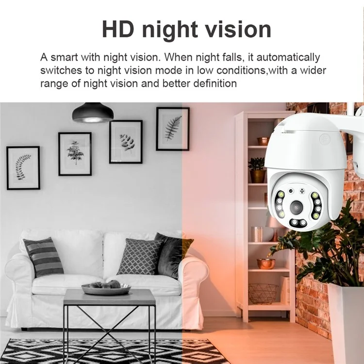 SD01 Ultra HD 5MP Security Camera Outdoor Waterproof PTZ Night Vision WiFi Camera RJ45 Internet for Home Security - US Plug