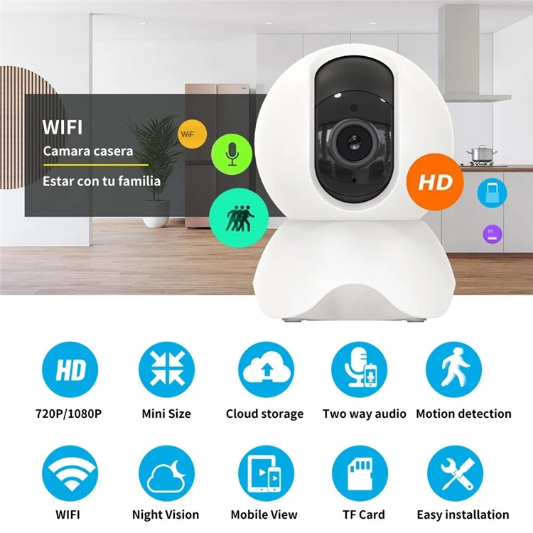 D305 Home Camera Pan Tilt 2MP Smart Security Kamera HD -kamera Mit Nachtsichtfunktion - US -stecker