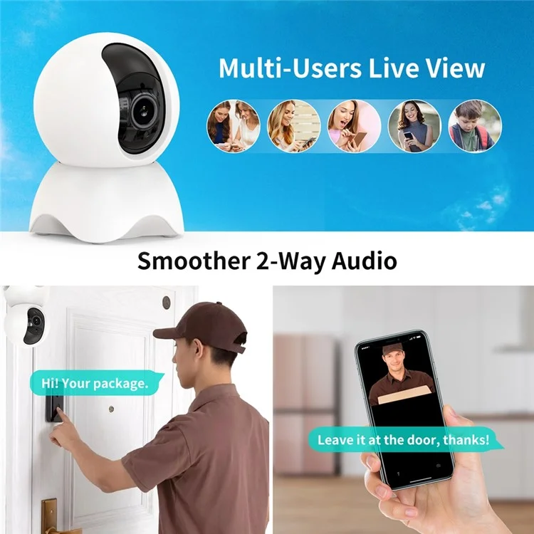 D305 Outdoor WiFi Security Camera 3MP HD PTZ Camera for Home Safety Smart Motion Detection Camera - US Plug