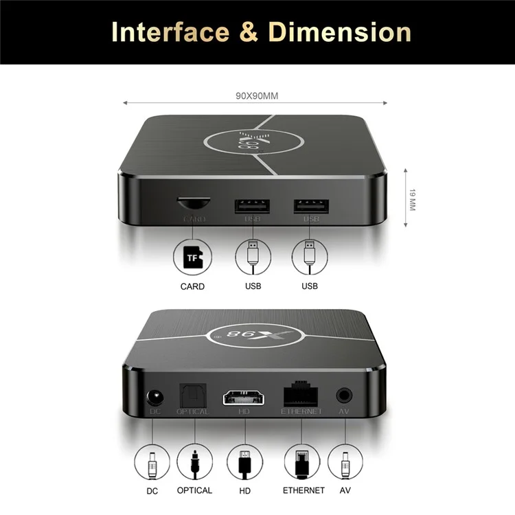 X98 Plus 2GB+16GB Android 11 Amlogic S905W2 Smart TV Box 4K 60fps 2.4G/5G Dual Band WiFi 100M Ethernet Media Player - AU Plug