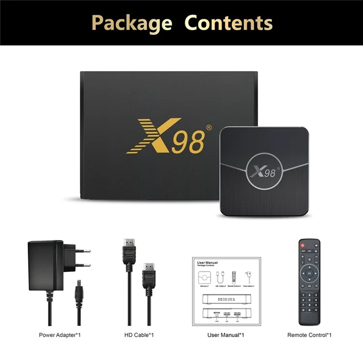 X98 Plus 2GB+16GB Android 11 Amlogic S905W2 Smart TV Box 4K 60fps 2.4G/5G Dual Band WiFi 100M Ethernet Media Player - AU Plug