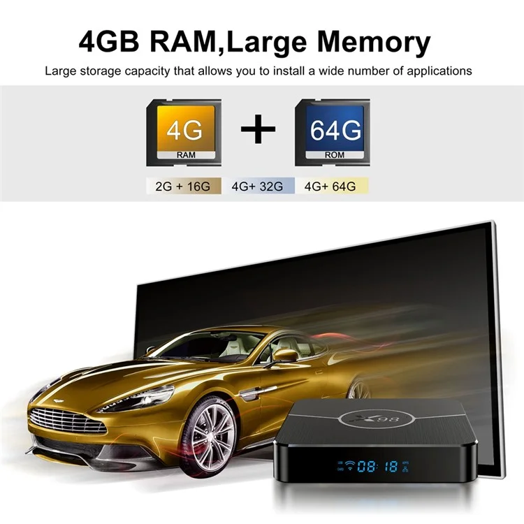 X98 Plus 2GB+16GB Android 11 Amlogic S905W2 Smart TV Box 4K 60fps 2.4G/5G Dual Band WiFi 100M Ethernet Media Player - AU Plug