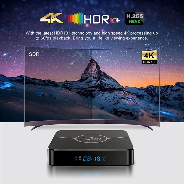 X98 Plus 2GB+16GB Android 11 Amlogic S905W2 Smart TV Box 4K 60fps 2.4G/5G Dual Band WiFi 100M Ethernet Media Player - AU Plug