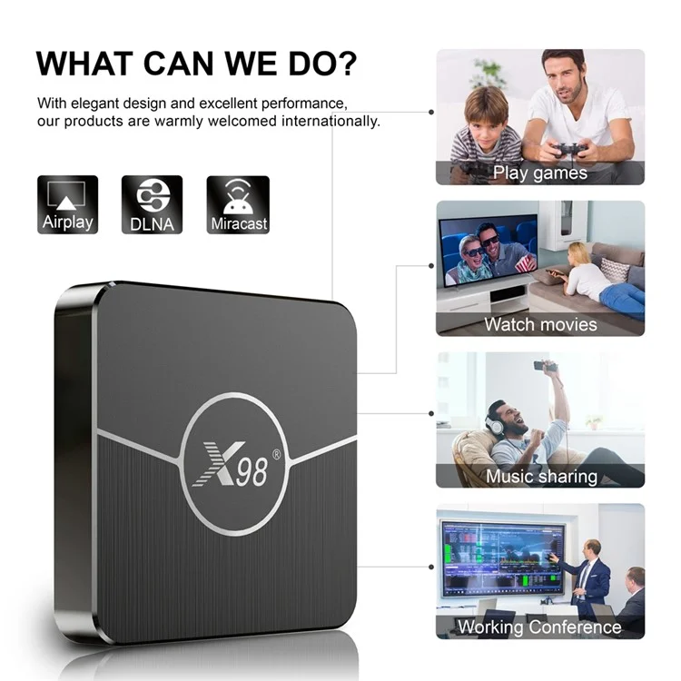 X98 Plus 2GB+16GB Android 11 Amlogic S905W2 Smart TV Box 4K 60fps 2.4G/5G Dual Band WiFi 100M Ethernet Media Player - AU Plug
