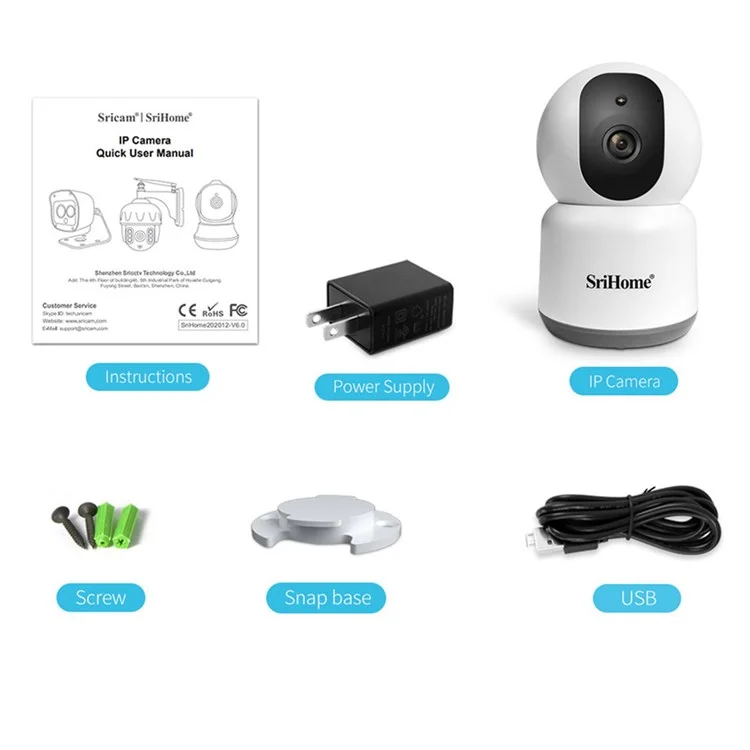 SRIHOME SH038 Security Indoor Security 2.4G/5G Wi-fi Ip-камера 4,0mp HD Night Vision Двухстороннее Аудио-камера Мониторинга Дома - us Plug
