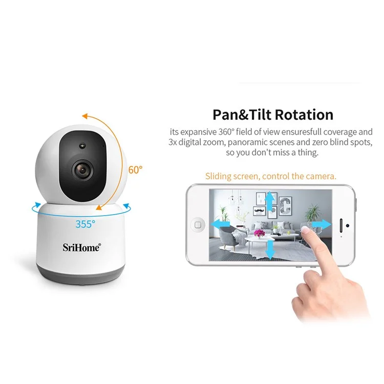 Srihome SH038 Sécurité Intérieure 2.4g / 5g WiFi IP Camera 4.0MP HD Vision Nocturne - Plug