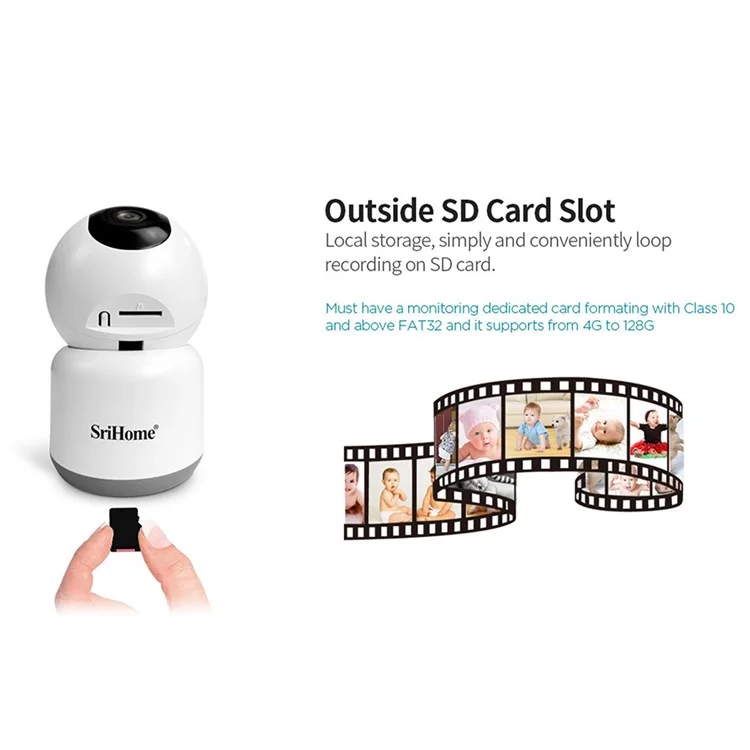 SRIHOME SH038 Security Indoor Security 2.4G/5G Wi-fi Ip-камера 4,0mp HD Night Vision Двухстороннее Аудио-камера Мониторинга Дома - us Plug