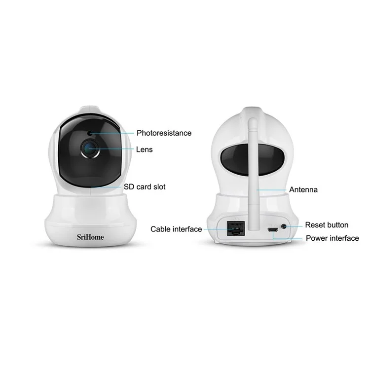 Srihome SH020 3.0MP Cctv-kamera HD Nachtsicht Zwei-wege-sprach-wlan-sicherheitsüberwachungskamera Home Home Security - US -stecker