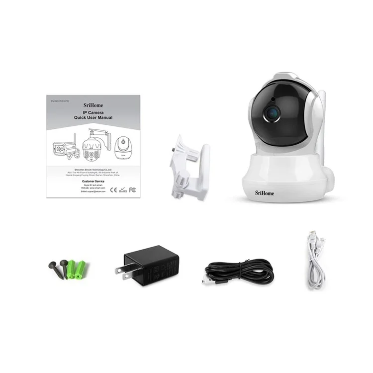 Srihome SH020 3.0MP Cctv-kamera HD Nachtsicht Zwei-wege-sprach-wlan-sicherheitsüberwachungskamera Home Home Security - US -stecker