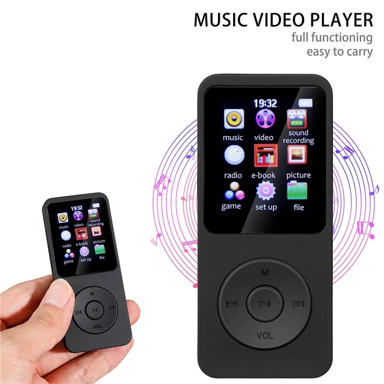 Lecteur MP3 Portable Mini avec Écran de 1,8 Pouce, Lecteur de Musique Bluetooth pour Étudiants et Sports, avec Lecteur de Livres Électroniques