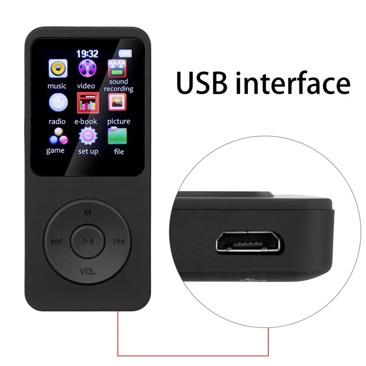 Lecteur MP3 Portable Mini avec Écran de 1,8 Pouce, Lecteur de Musique Bluetooth pour Étudiants et Sports, avec Lecteur de Livres Électroniques