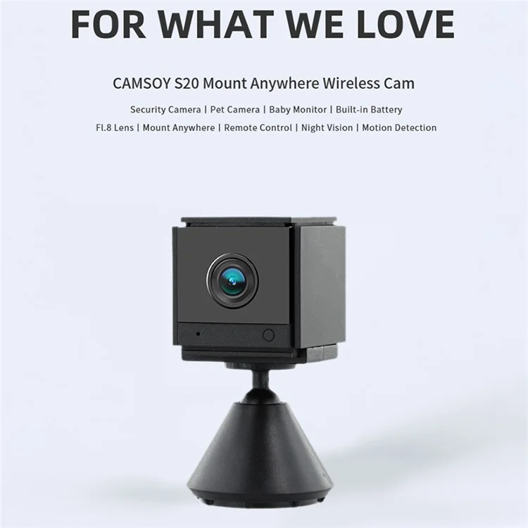 Cámara de Seguridad Inalámbrica S20 con Visión Nocturna WiFi 2.4G para Hogar Inteligente con Comunicación Bidireccional - Negro