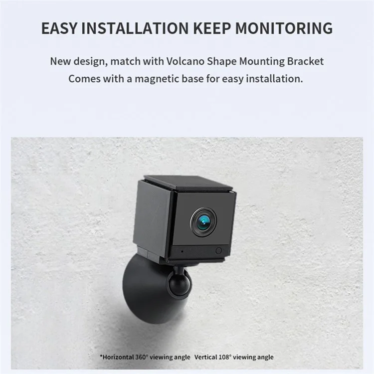 S20 Wireless Night Vision Camera Home Smart Camera Monitor 2.4G WiFi Webcam Support  Two-Way Voice Calls - Black