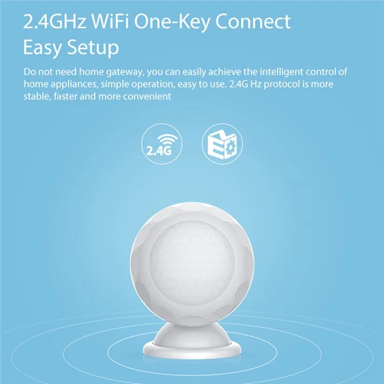 NEO NAS-PD02W Smart Wireless Infrared Sensor PIR Detector 2.4GHz WiFi Motion Sensor com Suporte de Base para Controle de Telefone Celular