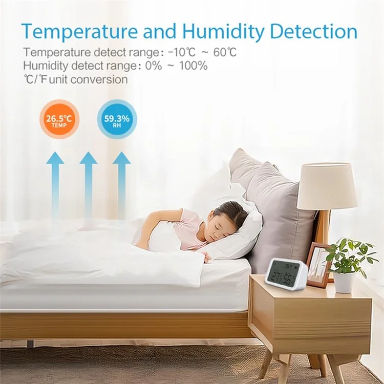 NEO NAS-TH02W Smart WiFi Température Humidité Monitor de Luminance Sans Fil Avec Des Alertes de Notification de L'application