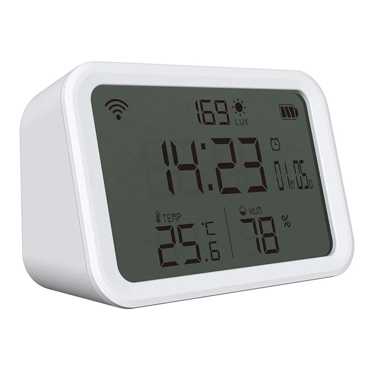 NEO NAS-CW01W 4 en 1 Sensor Multifunción Smart 2.4GHz Temperatura y Detector de Humedad Con Reloj de Doble Modo / Luminancia