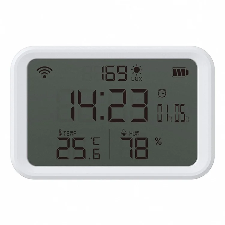 NEO NAS-CW01W 4 em 1 Sensor Multifunction Smart 2.4GHz WiFi Detector de Temperatura e Umidade com Relógio / Luminosidade de Modo Duplo