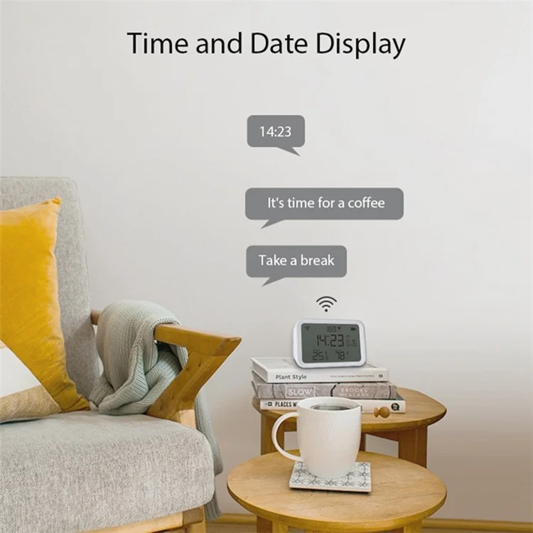NEO NAS-CW01W 4 em 1 Sensor Multifunction Smart 2.4GHz WiFi Detector de Temperatura e Umidade com Relógio / Luminosidade de Modo Duplo