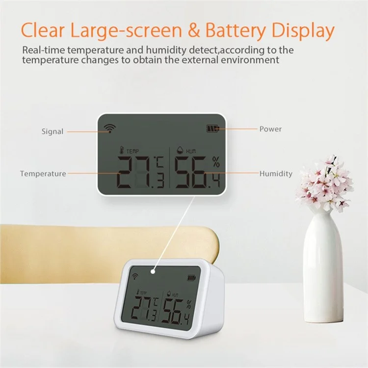 Sensor Multifuncional Neo Nas-th02b Tuya Zigbee Smart Temperature And Umidade Detector Com Detecção de Intensidade Luminosa