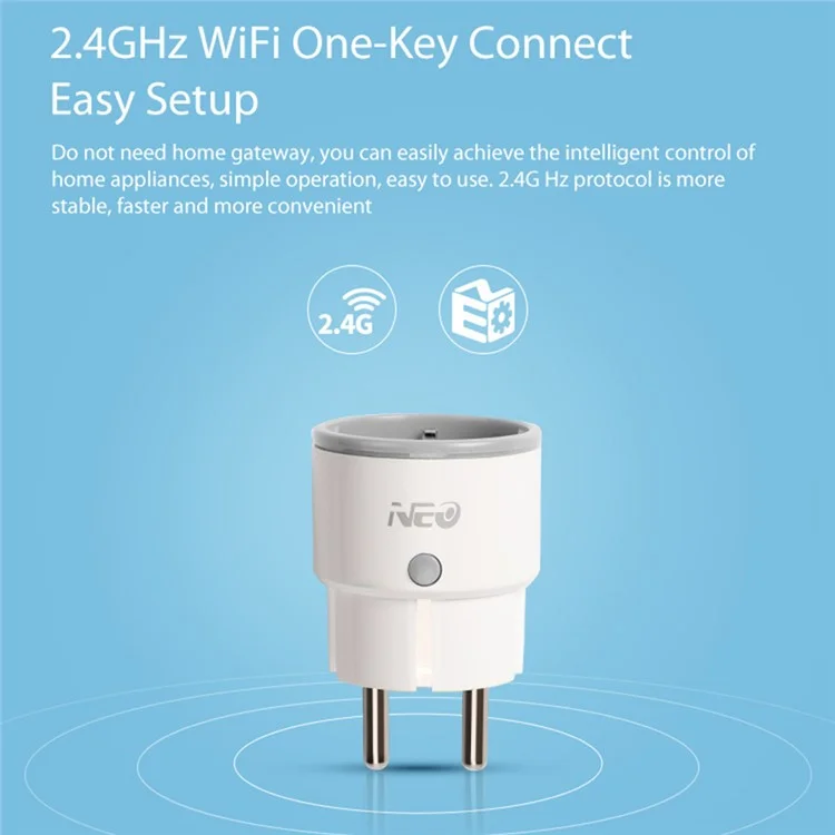 NEO NAS-WR01W-10A Smart Plug 10A Aktuell Kompatibel Mit Alexa Google Mini Smart Outlet WiFi Socket Fernbedienung - EU -stecker