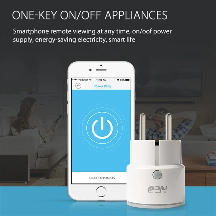 NEO NAS-WR01W-16A Smart Home WiFi Plug 16A Current Mini Outlet Socket Remote Control Compatible with Alexa Google - Spina UE