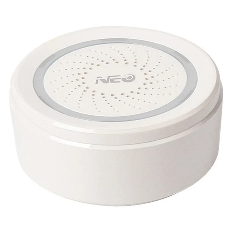 NEO NAS-AB02W Alarme sans fil intelligente 2,4 GHz WiFi Mini sirène Alarme Prise en charge du contrôle du téléphone portable pour la maison (alimentée par USB) 