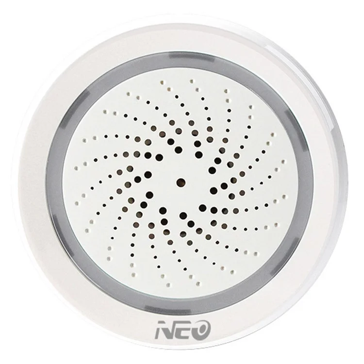 NEO NAS-AB02WT 2.4GHz WiFi Wireless Alarm Mini Smart Siren Alarm Com Temperatura e Sensor de Umidade Para Casa (alimentado Por Usb)