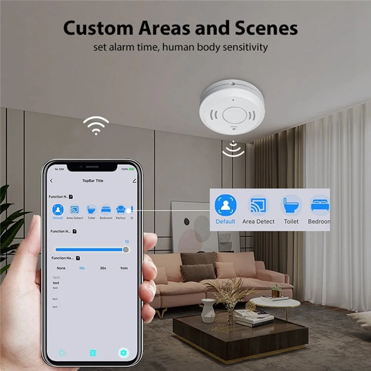 NEO NAS-PS01W Tuya Smart WiFi+Bluetooth Dual Modo Radar Sensor de Presencia Humana Control Sensor de Detección Humana Para la Sala de Reuniones Dormitorio