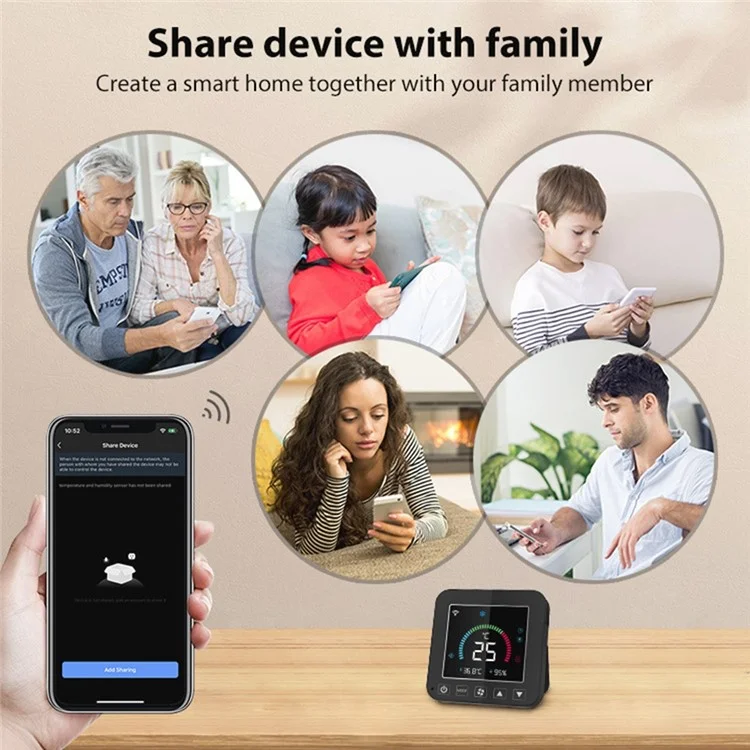 NEO NAS-RT01W WiFi Smart Air Conditioner Controller mit LED-Farbbildschirm, Temperatur- und Feuchtigkeitsthermostat, Infrarot-Thermostat für die Raumklimatisierung