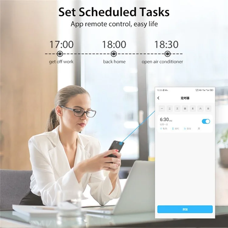 NEO NAS-RT01W WiFi Smart Air Conditioner Controller mit LED-Farbbildschirm, Temperatur- und Feuchtigkeitsthermostat, Infrarot-Thermostat für die Raumklimatisierung