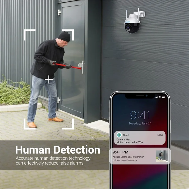 ESCAM QF300 3MP WiFi IP Camera App Mobile AI Human Detection Webcam Auto Tracking Cloud Storage Waterproof Monitor Camera Support Two-way Voice, Night Vision - AU Plug