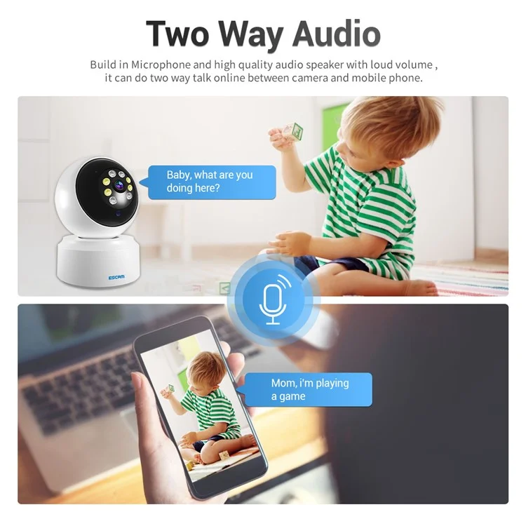 ESCAM PT200 1080p Sorveglianza Motion Rilevamento Del Movimento 5G WiFi Web Smart Night Vision Monitor Con Archiviazione Cloud, Voce a Due Vie - Spina Degli Stati Uniti