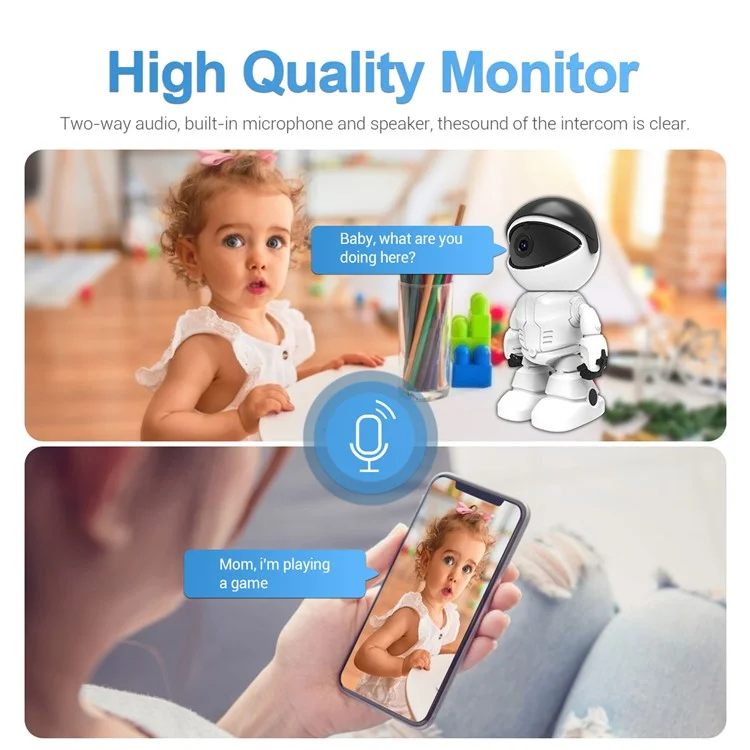 ESCAM PT205 1080p Robot Caméra Avec Jour / Night Vision Wireless WiFi IP Prise en Charge de la Caméra IP Suivi Automatique, Audio Bidirectionnel Pour la Sécurité à Domicile - Blanche / Bouchon AU