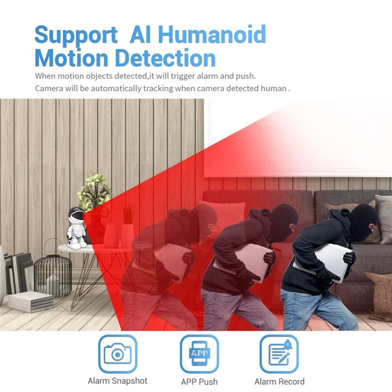 ESCAM PT205 1080P Robot Camera with Day / Night Vision Wireless WiFi IP Camera Support Auto Tracking, Two-way Audio for Home Security - Red / US Plug