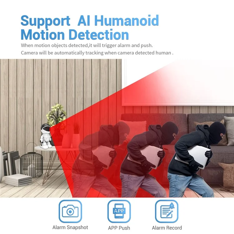 ESCAM PT205 1080P Robot Camera with Day / Night Vision Wireless WiFi IP Camera Support Auto Tracking, Two-way Audio for Home Security - Red / AU Plug