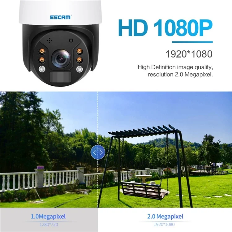Escam QF624 1080p WiFi -kamera Cloud Storage PT WiFi Batterie PIR Alarm IP -kamera Mit Solarpanel Home Security Monitor -kamera Unterstützung 24 Stunden Aufnahme IP66 Wasserdicht