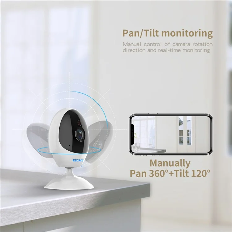 ESCAM QF006 Security Camera 3MP HD Indoor Home 2.4Ghz WiFi Pet Baby Monitor Two-Way Audio Motion Detection - EU Plug