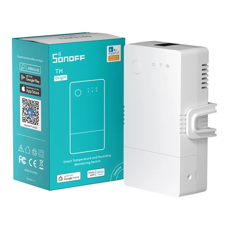 SONOFF TH Origin THR316 16A Max Smart Temperature and Humidity Monitoring Switch Temperature Humidity Sensor for Home, Swimming Pool, Greenhouse