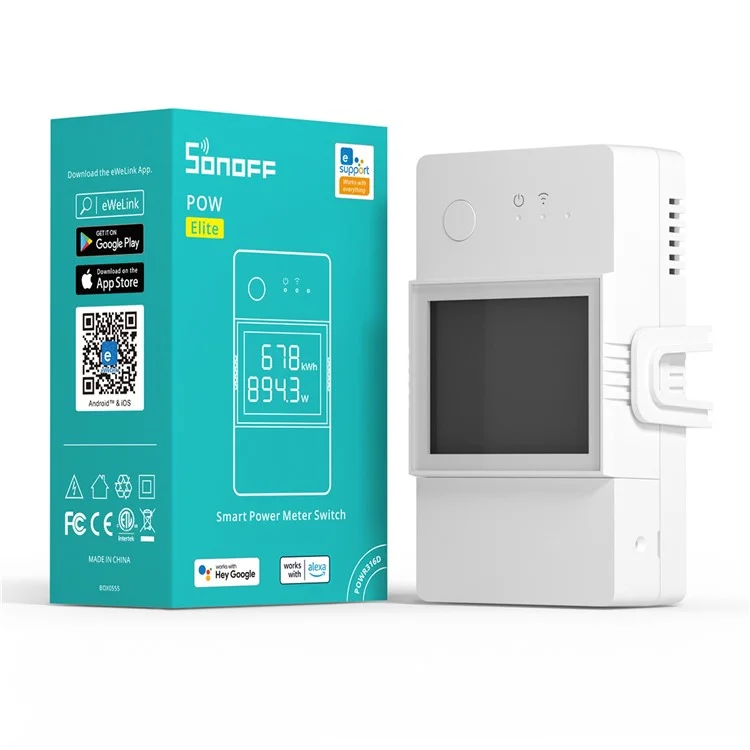 SONOFF POW Elite POWR320D 20A Max Smart Meter Switch with Energy Monitoring LCD Display Universal DIY Module for Smart Home Compatible with Home Assistant, IFTTT
