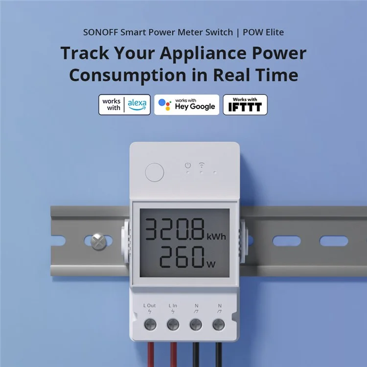 SONOFF POW Elite POWR320D 20A Max Smart Meter Switch with Energy Monitoring LCD Display Universal DIY Module for Smart Home Compatible with Home Assistant, IFTTT